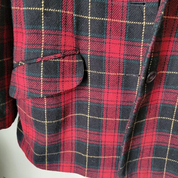 EUC WHITE STAG RED PLAID WOOL BLEND JACKET BLAZER SIZE 10 / M WOMENS - Picture 12 of 15